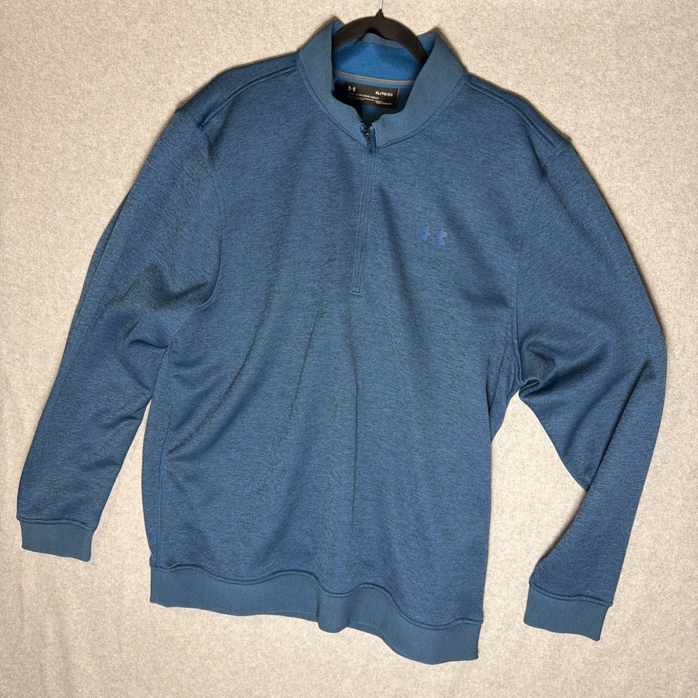 Under Armour 1/4 Zip Storm Cold Gear Sweater Sweatshirt Mens Size XL Blue Green