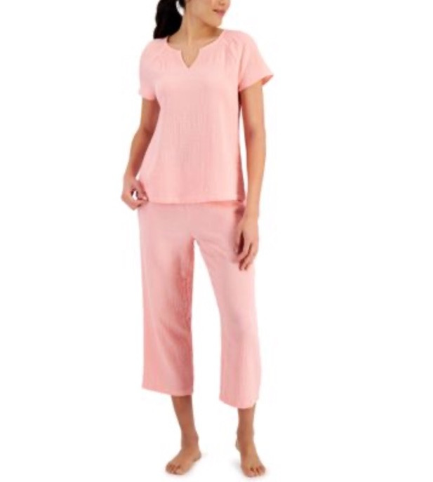 Charter Club Womens Cotton Gauze Cropped P Orange Blossom Large #20
