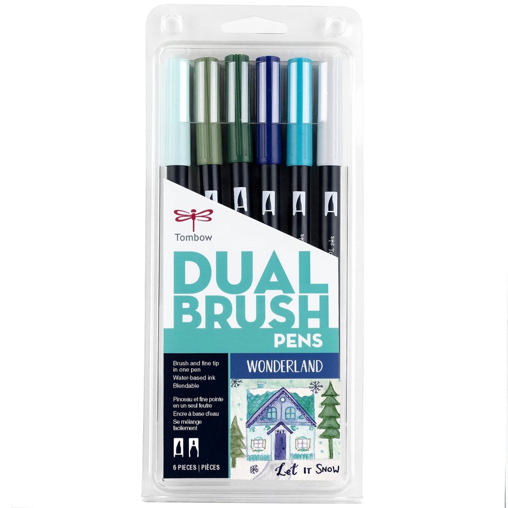 Tombow 56227 Dual Brush Pen Art Markers, Wonderland, 6-Pack. Blendable, Brush...