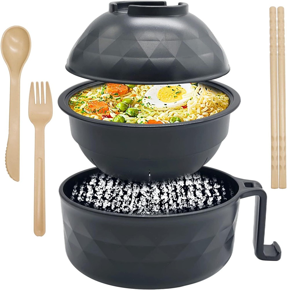 33Oz Microwave Ramen Cooker,Ramen Bowl Set,Instant Noodles Bowl with Chopsticks,
