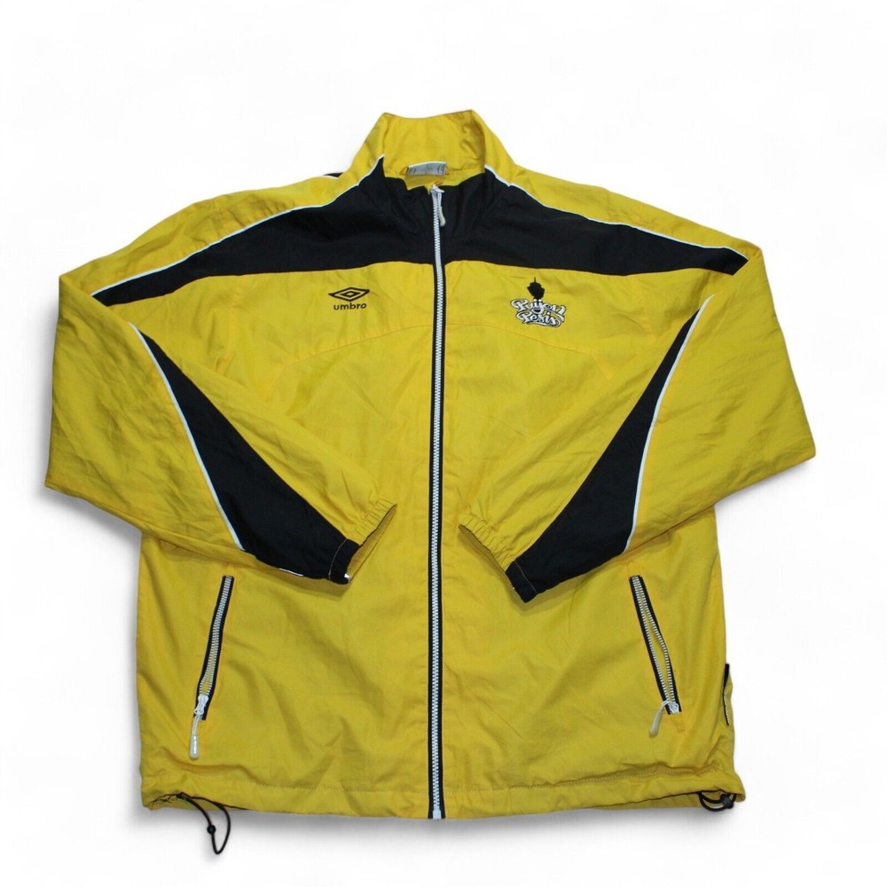 Men's Umbro Yellow Full Zip Track Jacket Large Football Sports Puijon Pesis