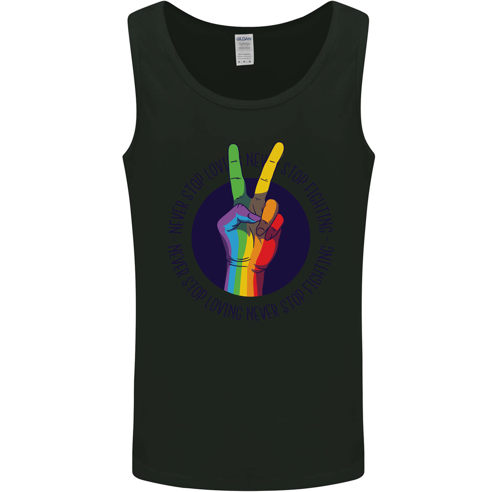 LGBT Never Stop Loving Fighting Gay Pride Mens Vest Tank Top