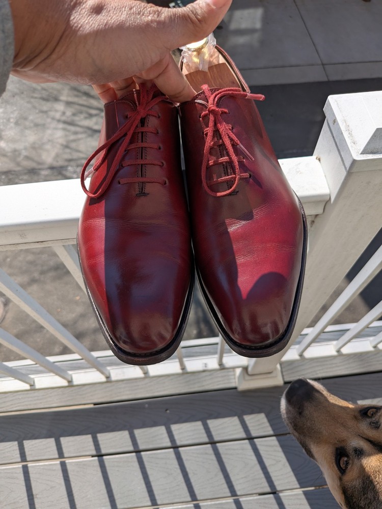 CARMINA Wholecut Oxford  Burgundy - UK 9 US 10 On the Rain Last