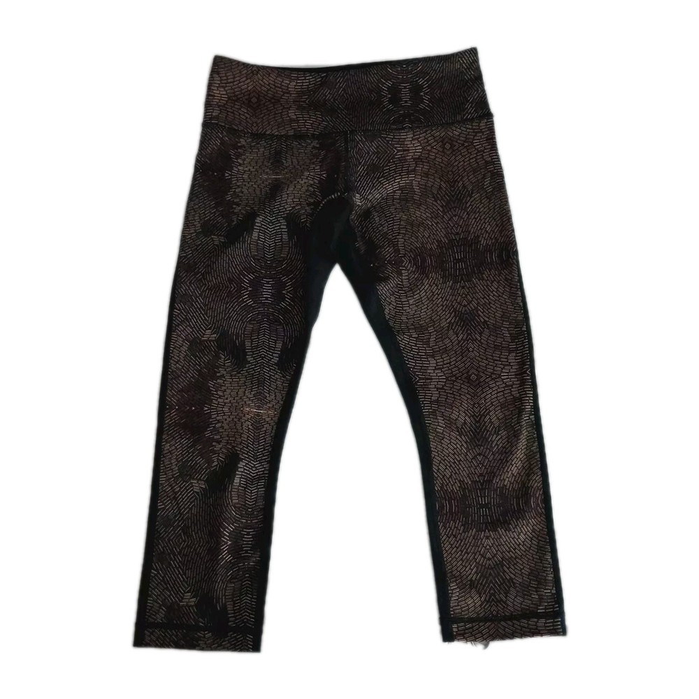 Lulmon Wunder Under Crop II Full-On Luon in Golden Goddess Cashew Multi Black Size 6
