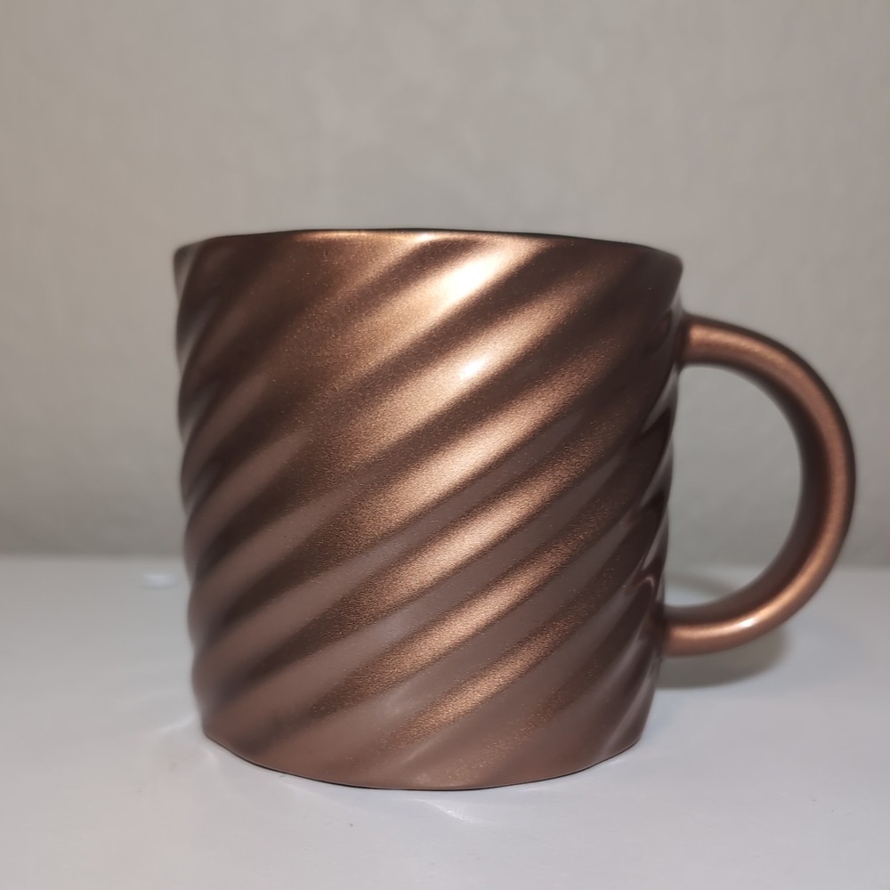 Starbucks Copper Bronze Gold Swirl Ceramic Coffee Mug Cup 14 oz New