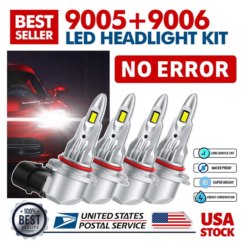 For Chevrolet Tahoe 1995-2006 9005 9006 LED Headlight Bulbs Combo High Low Beam