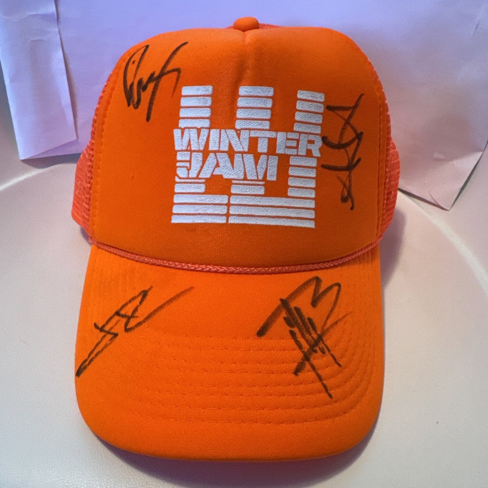 Winter Jam Christian Concert Orange Hunting Trucker Hat Signed x 4 Artist!