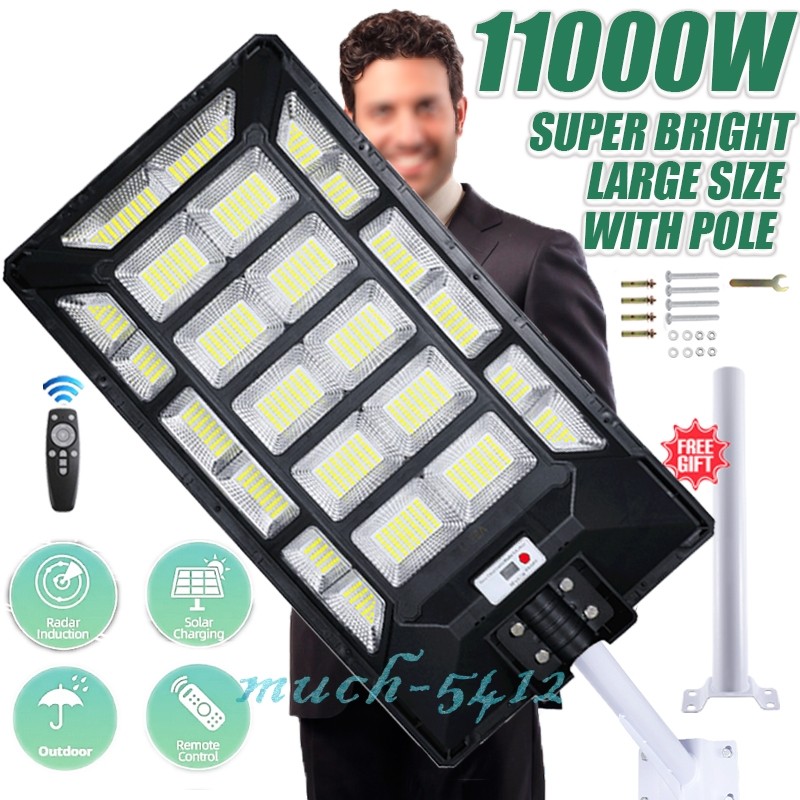 16000W Commercial Solar Street Lights LED Outdoor Dusk to Dawn Lamp Super Bright