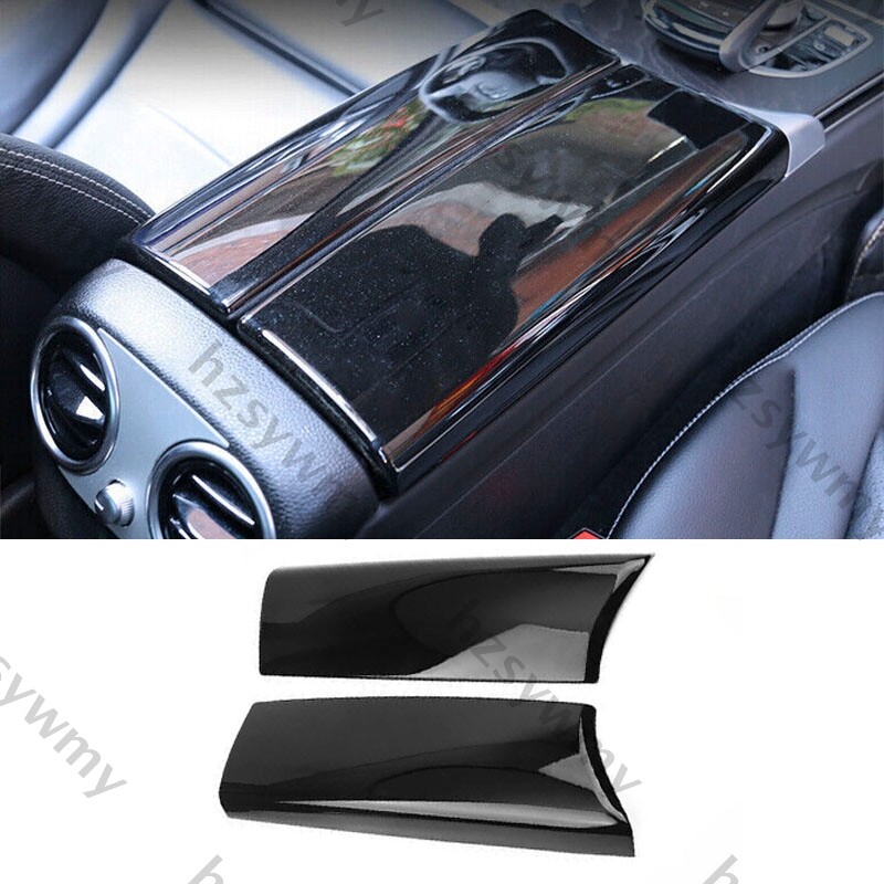 Gloss Black Center Console Armrest Box Cover For Benz C-Class C300 C43 2015-2021