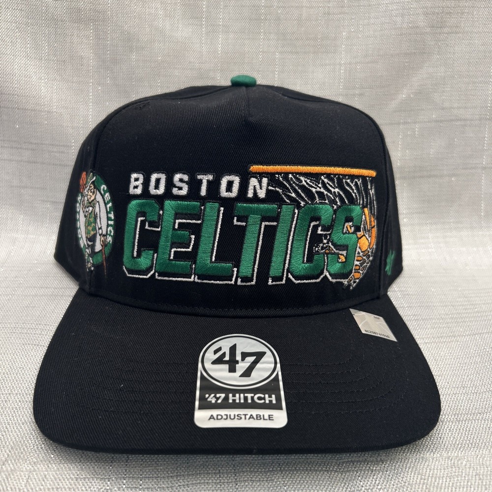 Boston Celtics Black Roscoe Hitch Snapback Adjustable Hat by 47 Brand