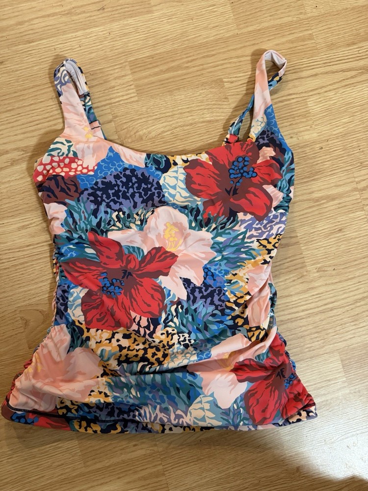 Athleta Women's Multicolor Floral Tankini Swim Top Adjustable Straps Size M