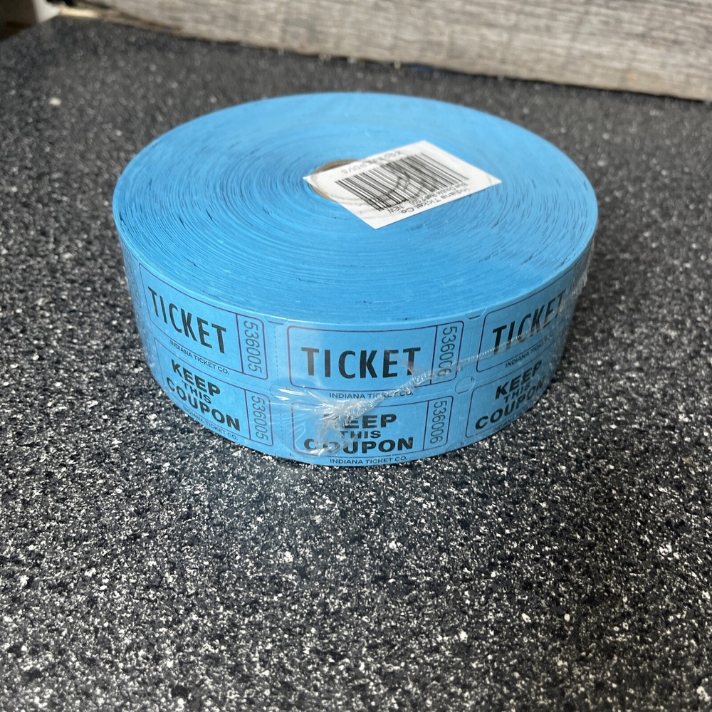 BLUE 2000 Double Tickets Roll NUMBERED RAFFLE & KEEP THIS COUPON