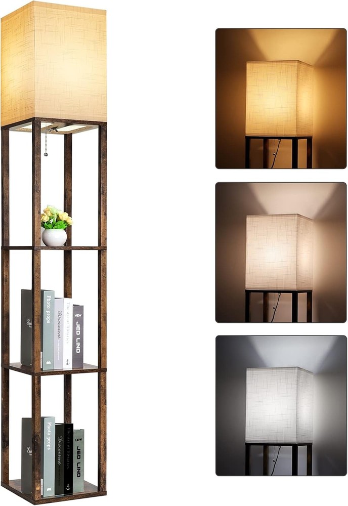 RUNTOP Modern Shelf Floor Lamp with Display Storage in 3 Colors