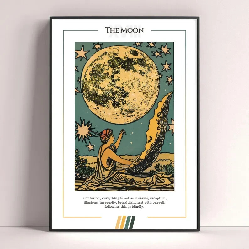 Moon Tarot Card Art Print - Tarot Poster Digital Download