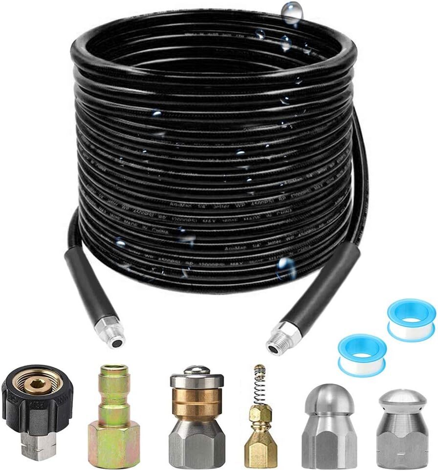 Pressure Washer Sewer Jetter Kit - 100Ft X1/4