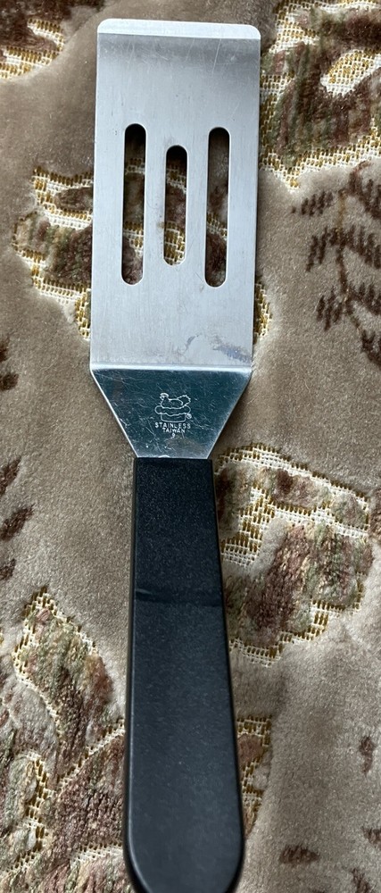 Pampered Chef Stainless Spatula with Black Handle - Kitchen Serving Utensil