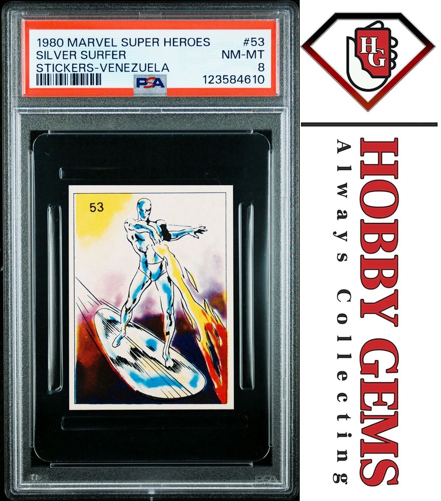 SILVER SURFER PSA 8 1980 Marvel Super Heroes Sticker Venezuela #53