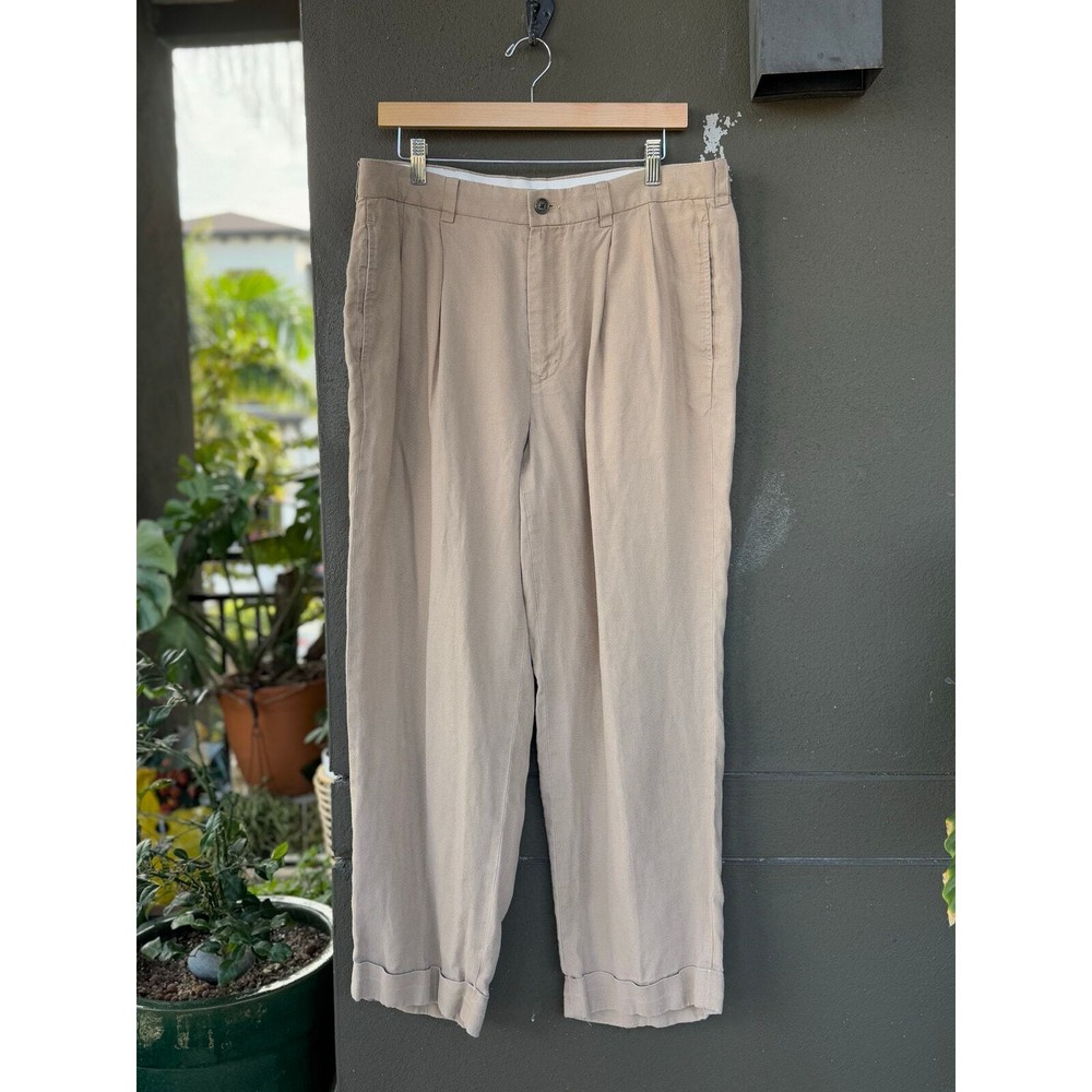 Vintage Brooks Brothers 36x30 Linen Chino Dress Pants in Beige