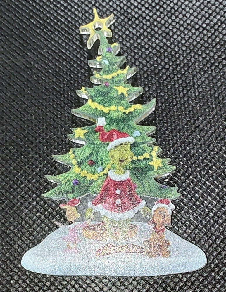 Grinch Acrylic Christmas Flat Ornament Featuring Cindy Lou Max for Xmas Decor