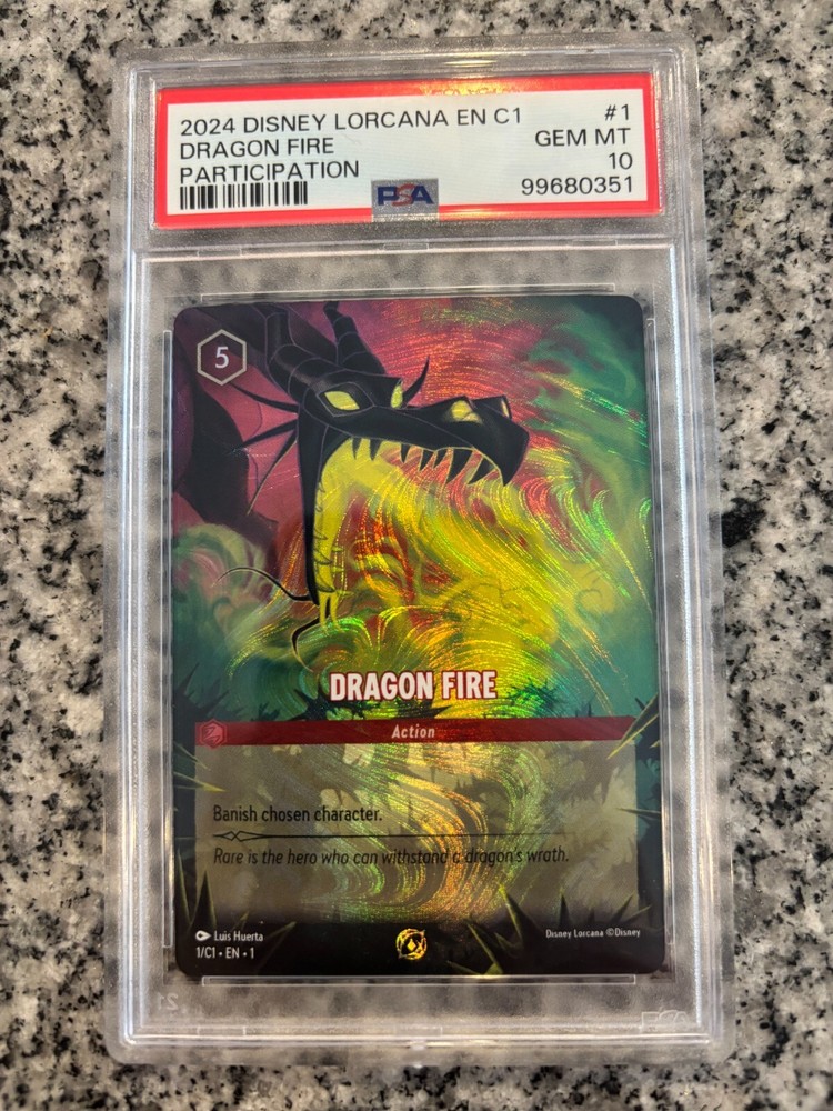Disney Lorcana Dragon Fire Promo #1 PSA 10 Gem Mint Condition