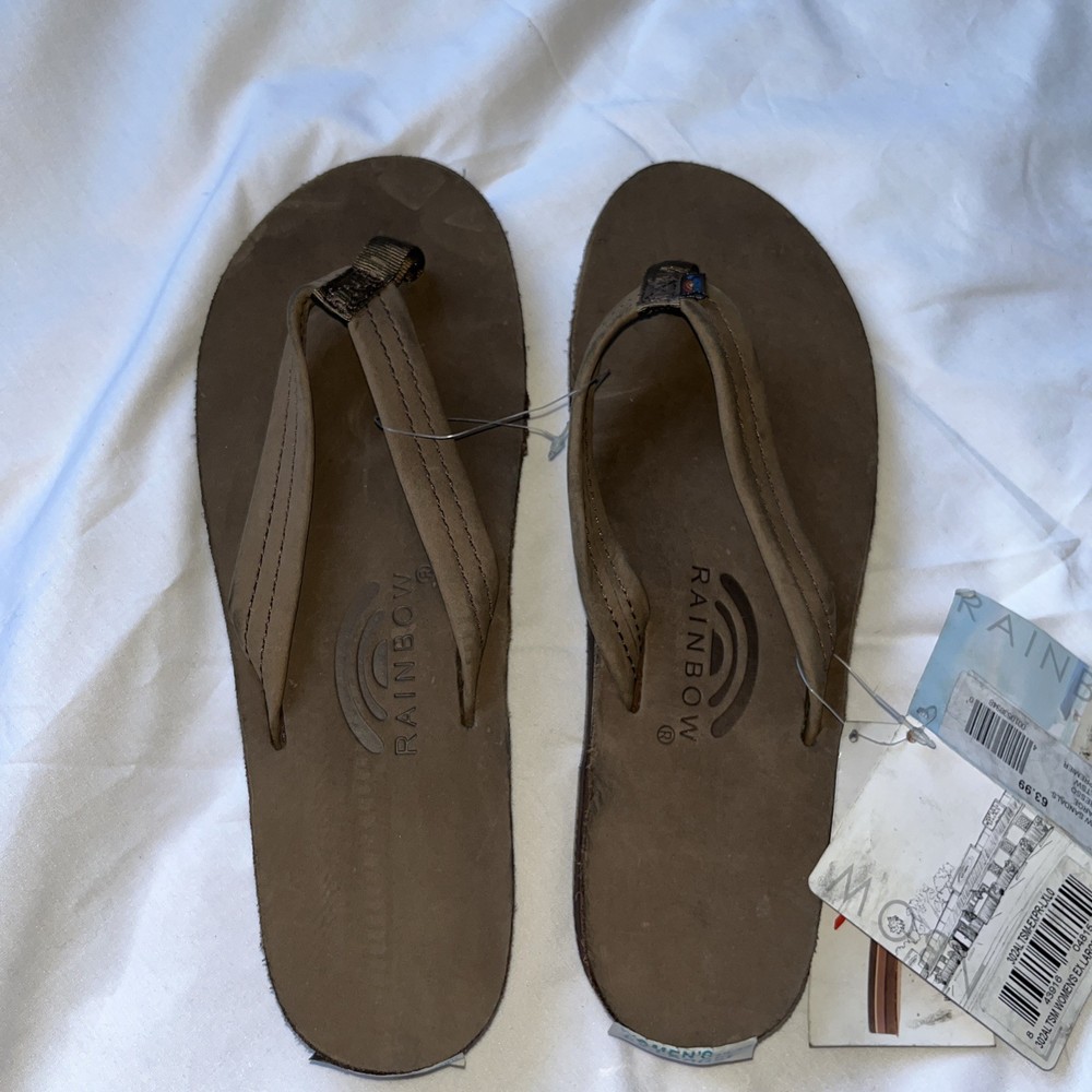 Rainbow Womens XL 8.5-9.5 Espresso Brown Double Layer Comfort Sandals