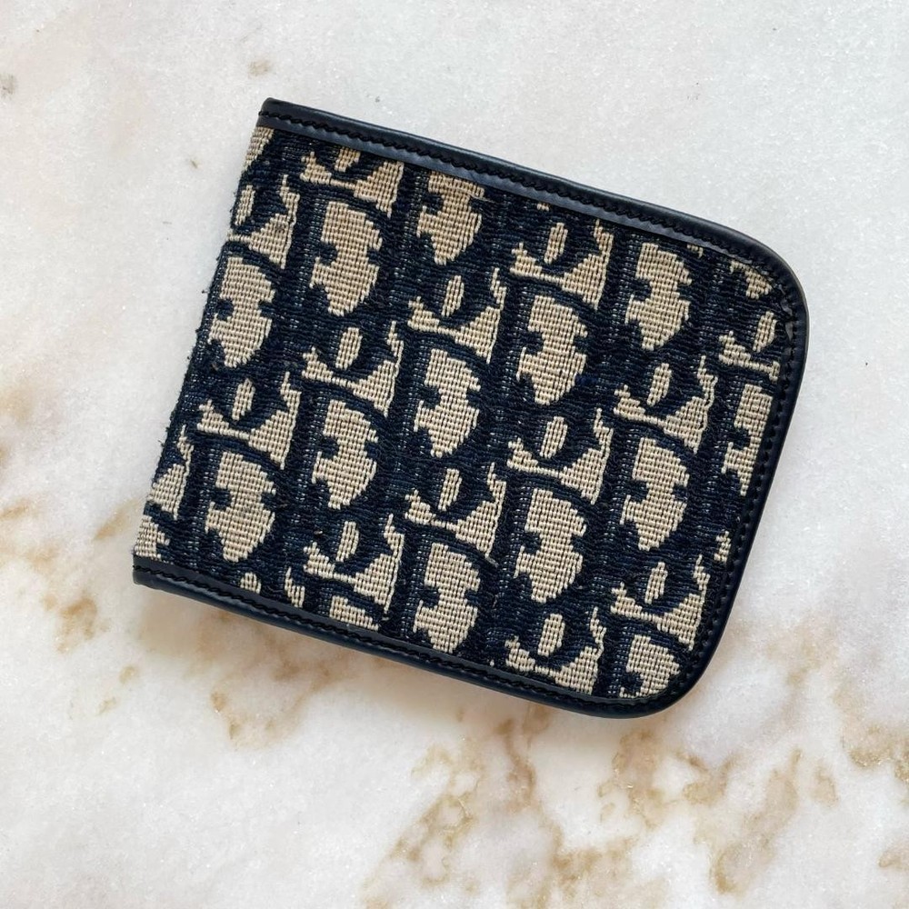 Dior Trotter Wallet in Navy Blue Leather