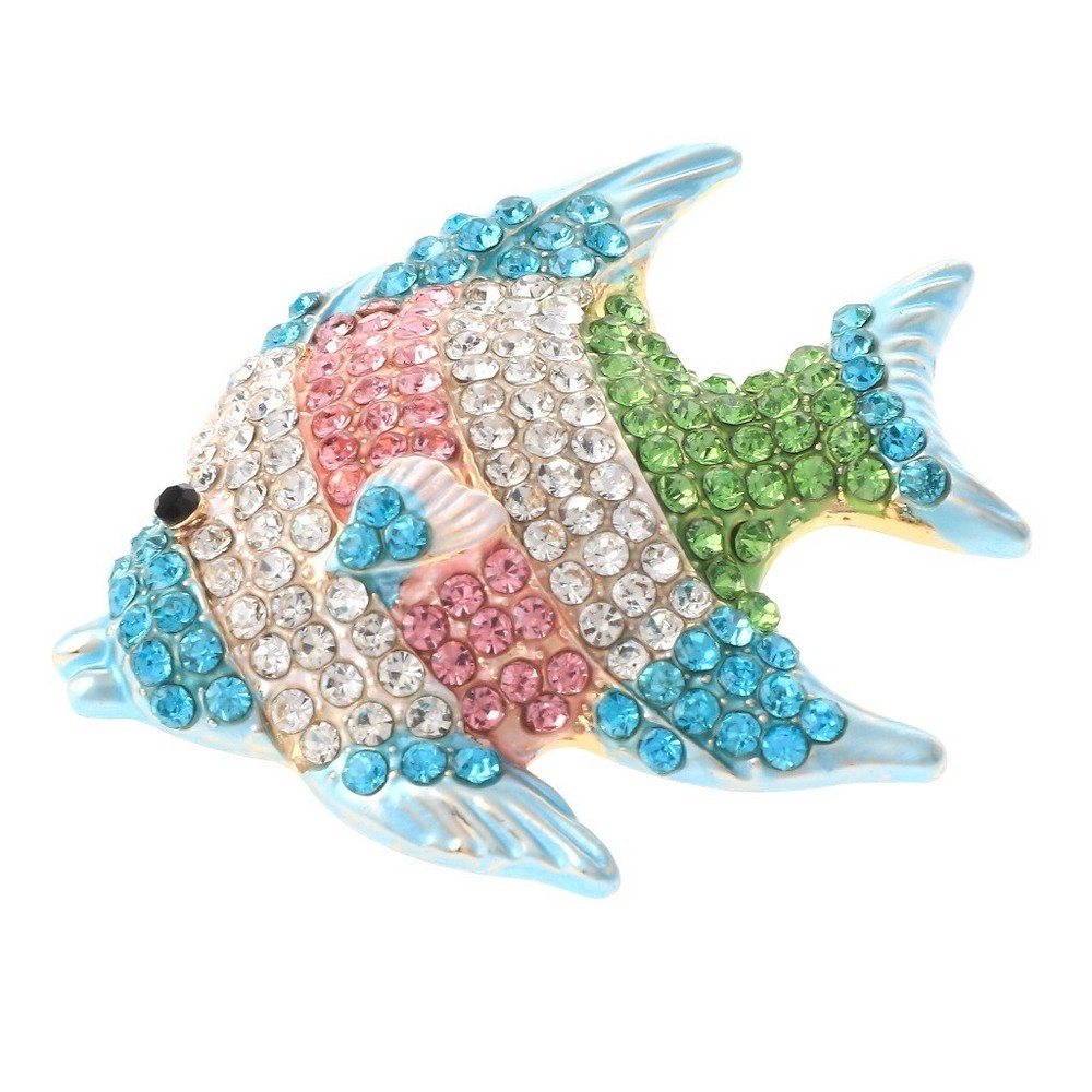 Gold Tone Metal Fish Brooch With Rhinestone P1314-MUL