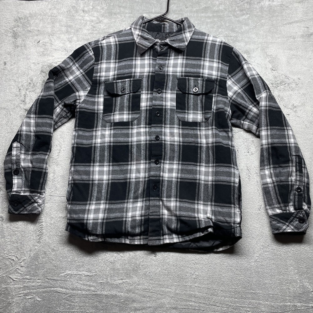 Y2K Black Plaid Flannel Jacket by Shaka-wear Size L