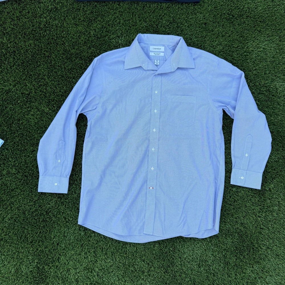 CREMIEUX Mens Light Blue 100s Pinpoint Cotton Dress Shirt Size 17 34
