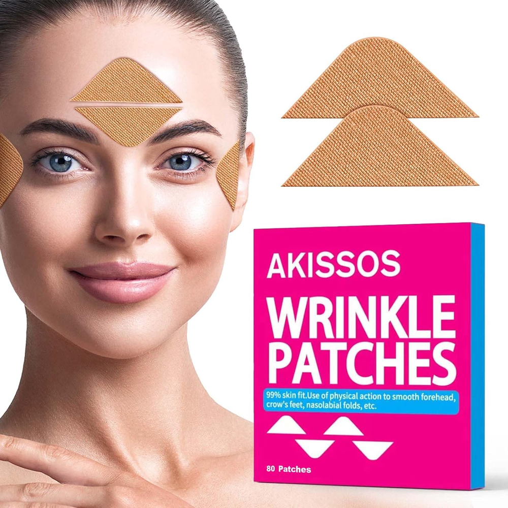 Akissos Forehead Wrinkle Patches 80 PCS Pre Cut Full Face Tape Facial Patches