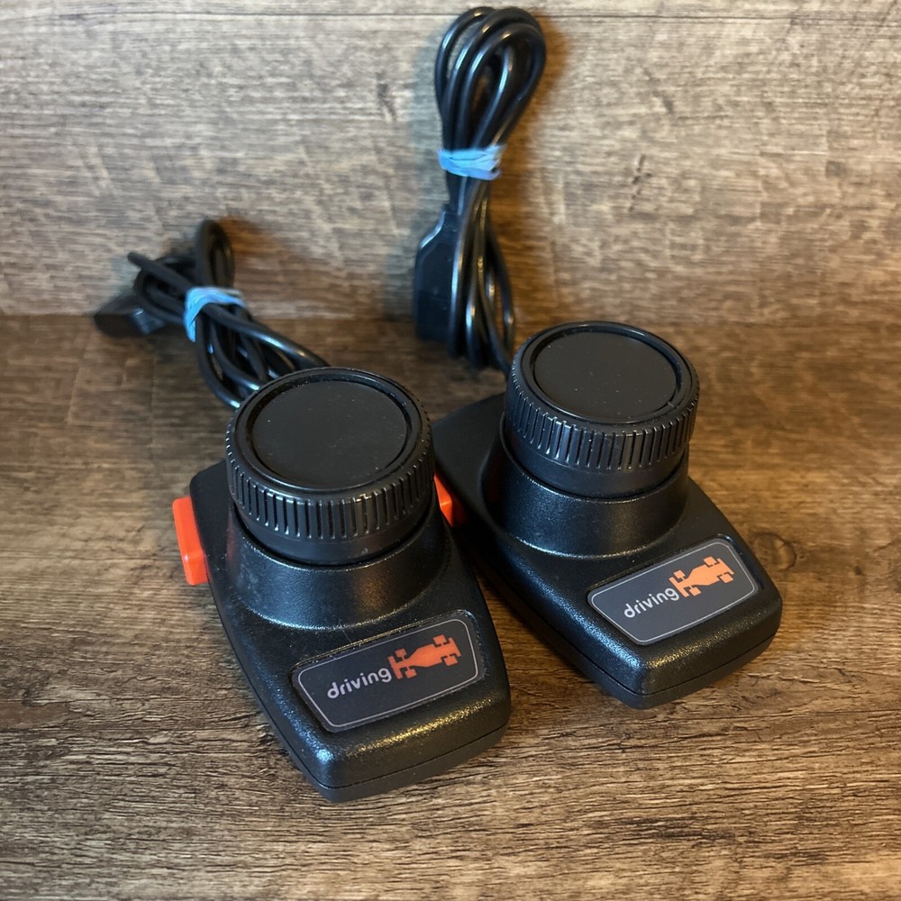 Lot of 2- Atari 2600 Driving Racing Wheel Controller Pair Tested & Working