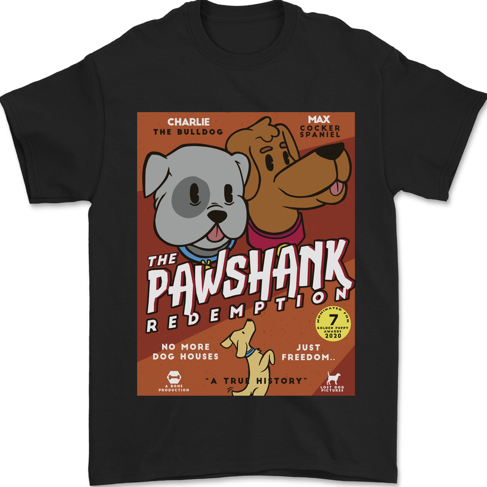 Pawshank Redemtion Funny Dog Parody Mens T-Shirt 100% Cotton