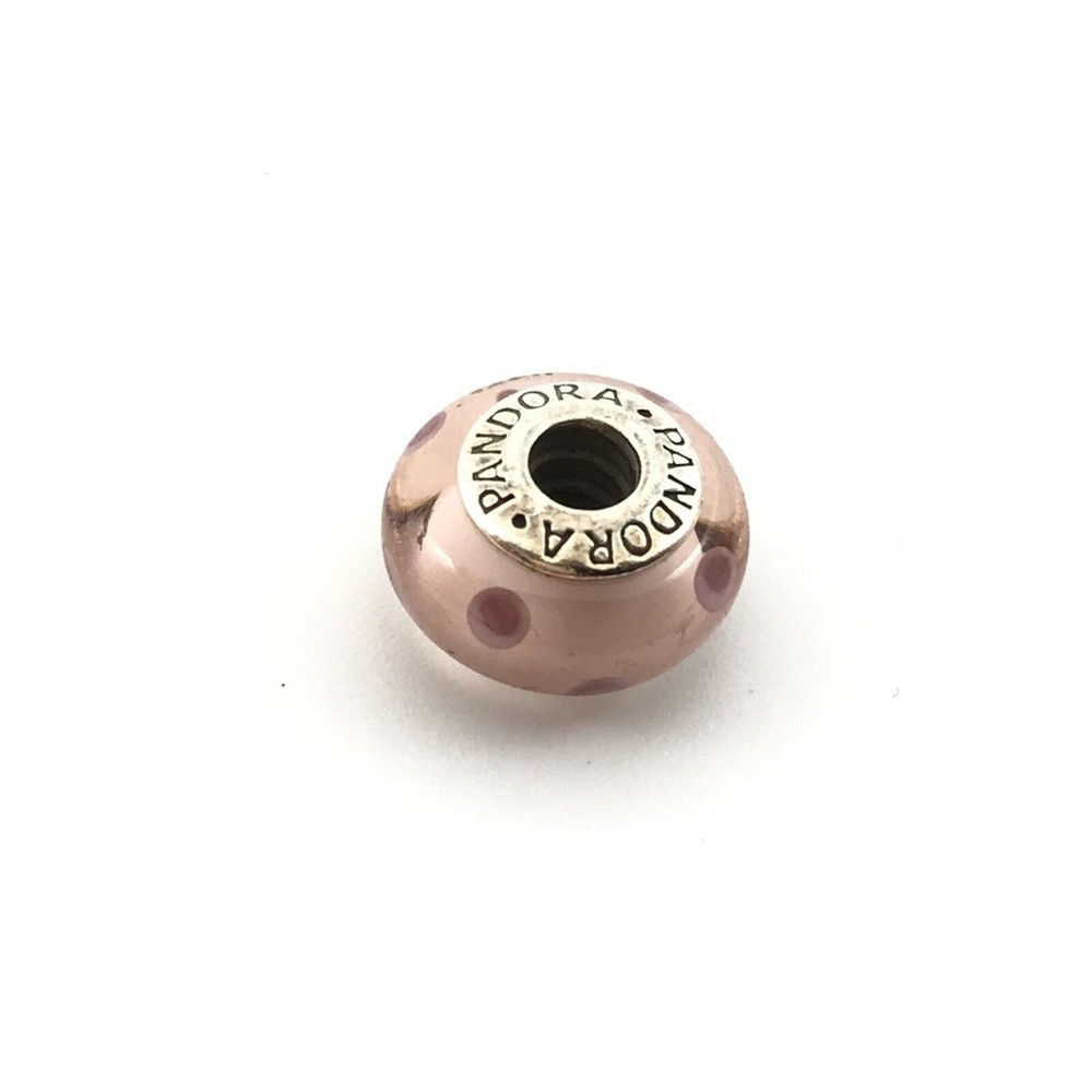 Pandora Light Pink Polka Dot Murano Glass Charm Bead