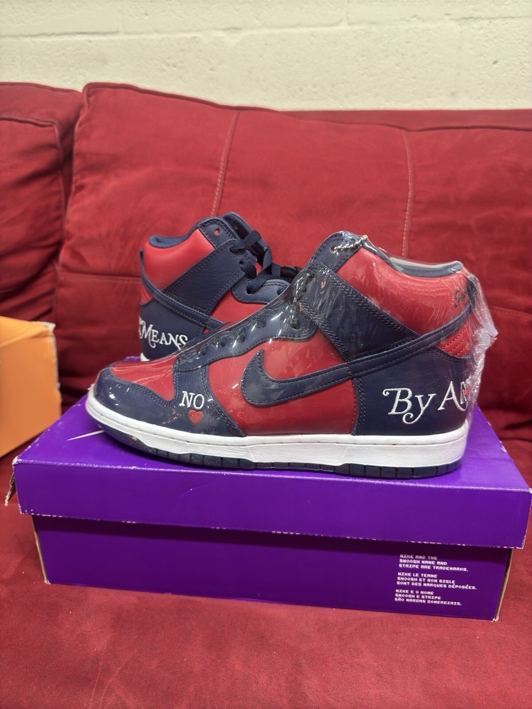 ✅Supreme Dunk High “By Any Means- Red Navy”✅