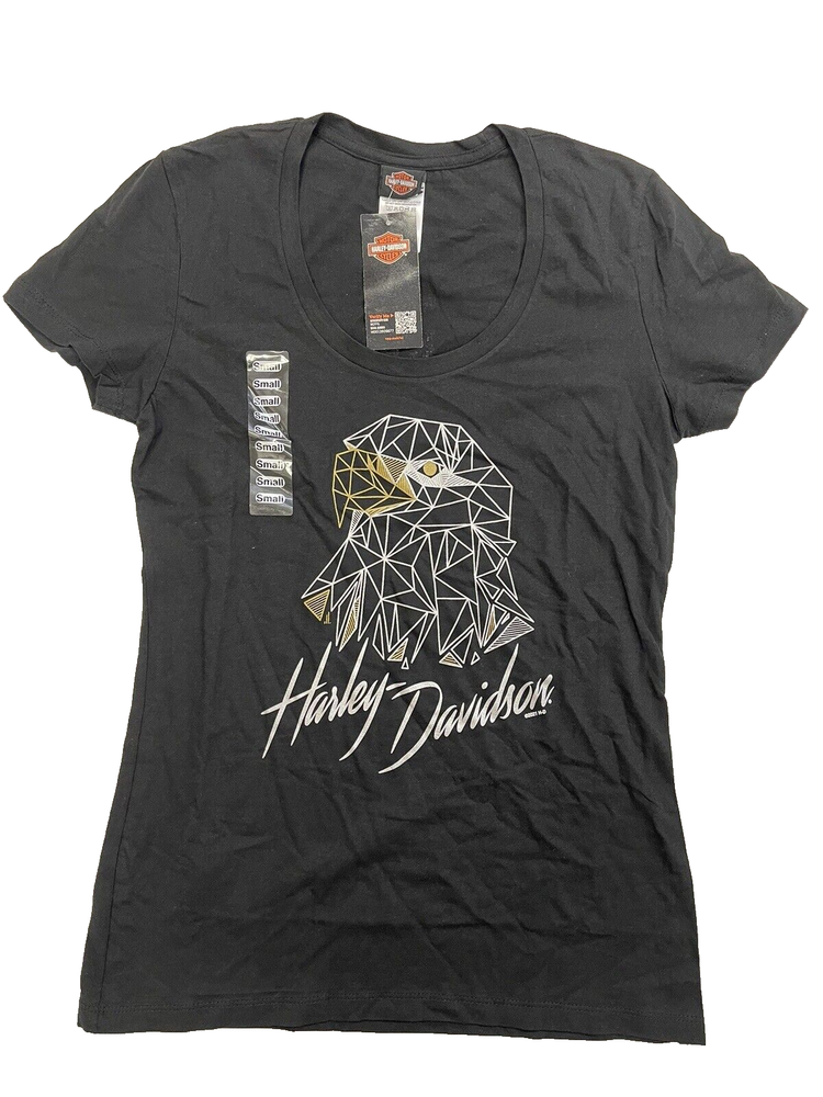 Harley-Davidson Women’s Black T-Shirt Size S Eagle NEW Soft Fabric 5CC7-HK2N-S