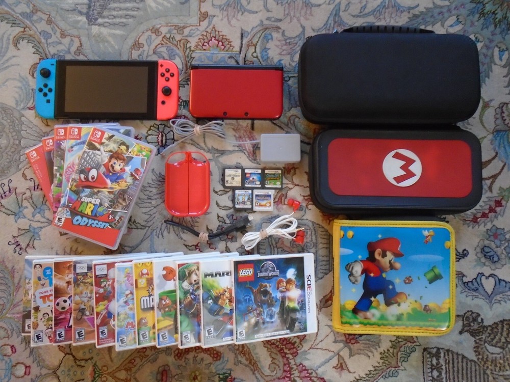 DISCOUNTED Two 2 Nintendo Consoles, Switch & 3DS XL, 21 games - mario bundle lot