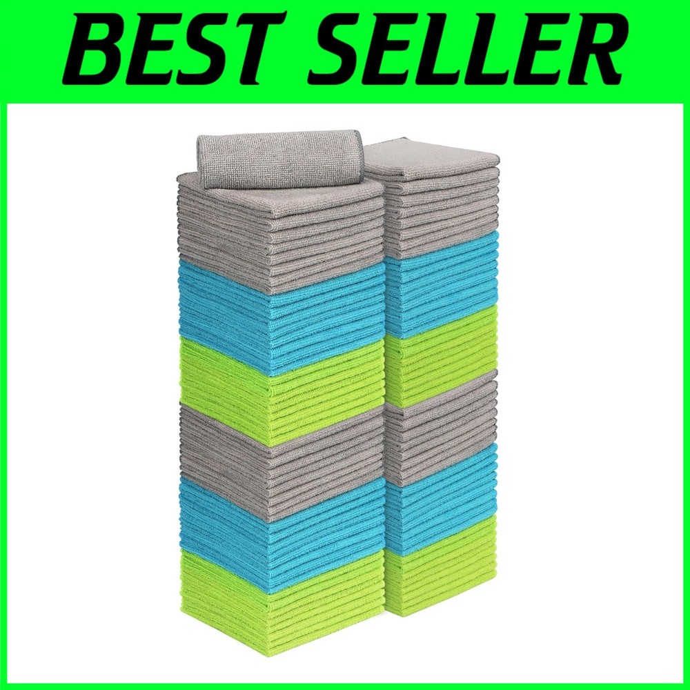 100-Pack Super Absorbent Microfiber Cleaning Cloths for All Cleaning Tasks