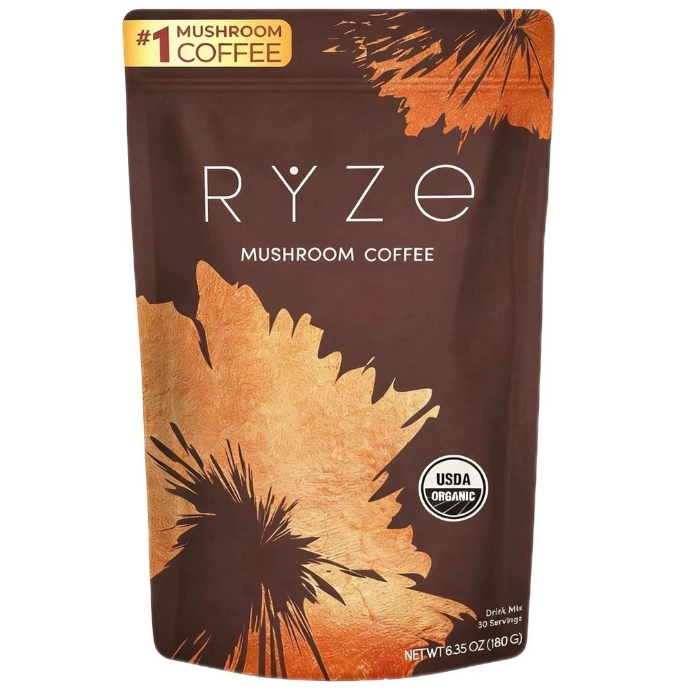 RYZE USDA Organic Mushroom Coffee Blend with 6 Adaptogens NEW