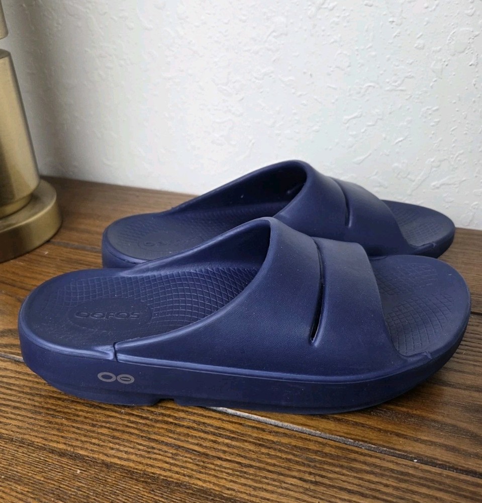 OOFOS OOahh Slide Sandal Navy US Men’s 5 Women’s 7 - EUR 38