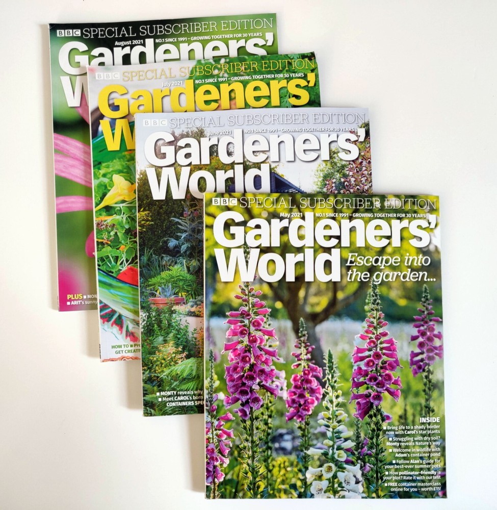 4 x Gardeners' World Magazines 2021 Summer Bundle - May to August 2021