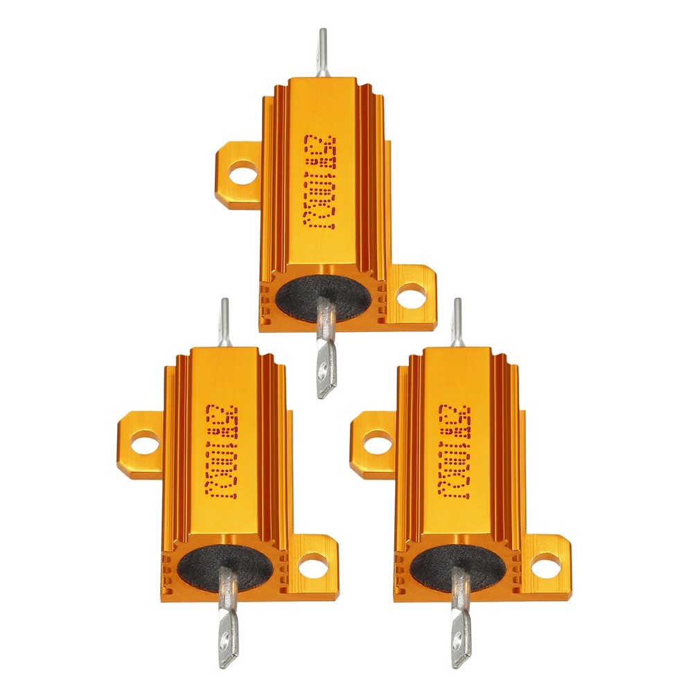 3 Pcs Aluminum Case Resistor, Great for Daily Use (Gold, 25W 100 Ohm)