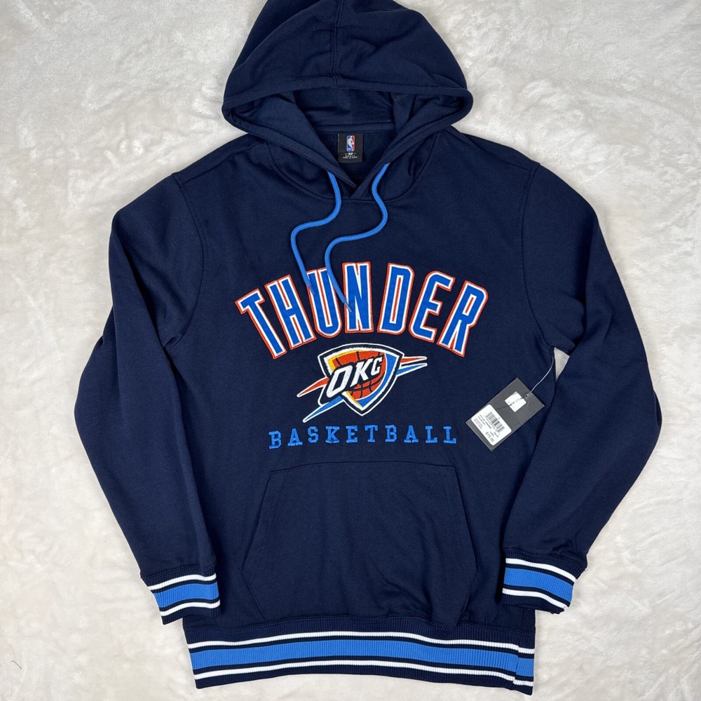 NBA OKC Oklahoma City Thunder Navy Hoodie Sweatshirt Men’s Size S Basketball
