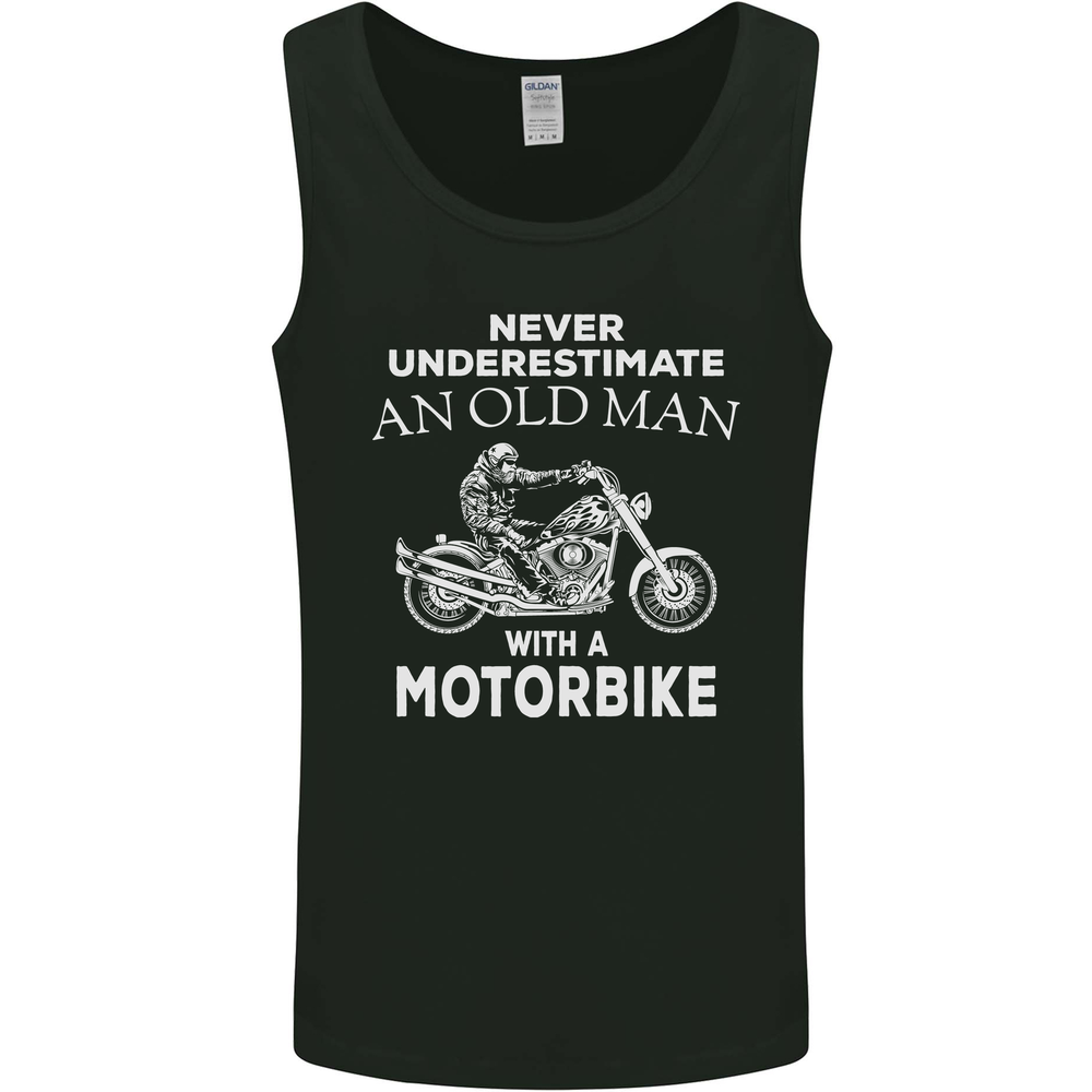 Biker Old Man Motorbike Motorcycle Funny Mens Vest Tank Top