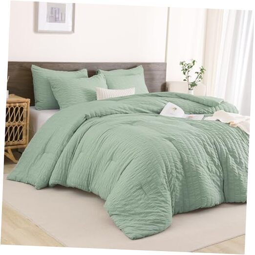 Sage Green Queen Comforter Set, 3 Pieces Queen (90*90 in) 06 - Sage Green
