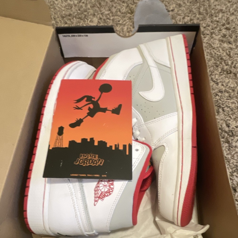 jordan air jordan 1 mid wb white true red light silver looney tunes hare 719551…