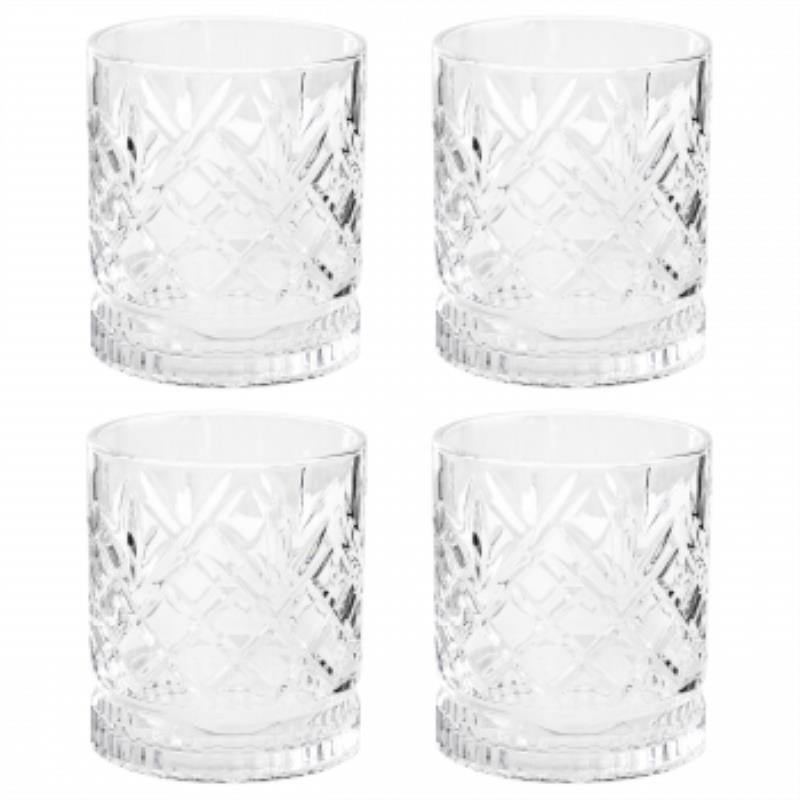 Gibson Home 4-Piece 13oz Diamond Embossed Double Old Fashioned Glass Set
