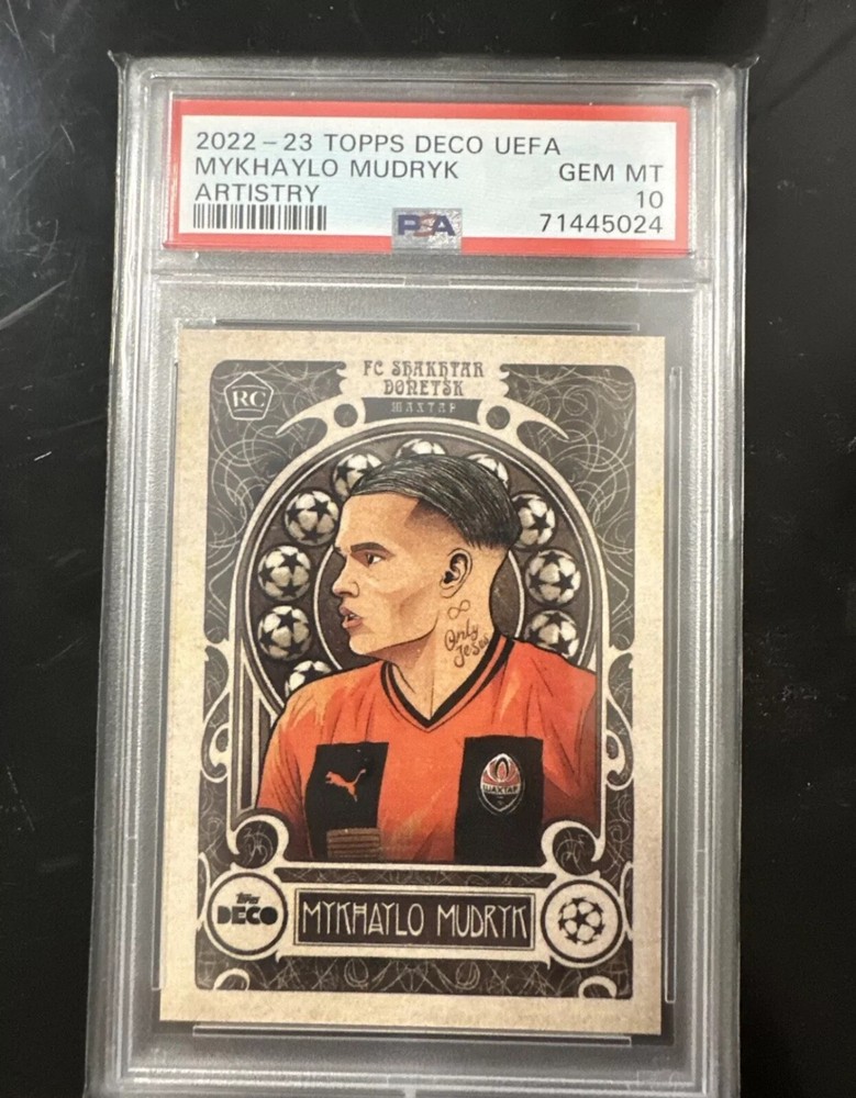 MYKHALIO MUDRYK 2022-23 TOPPS DECO UEFA ARTISTRY RC PSA 10 GEM MINT
