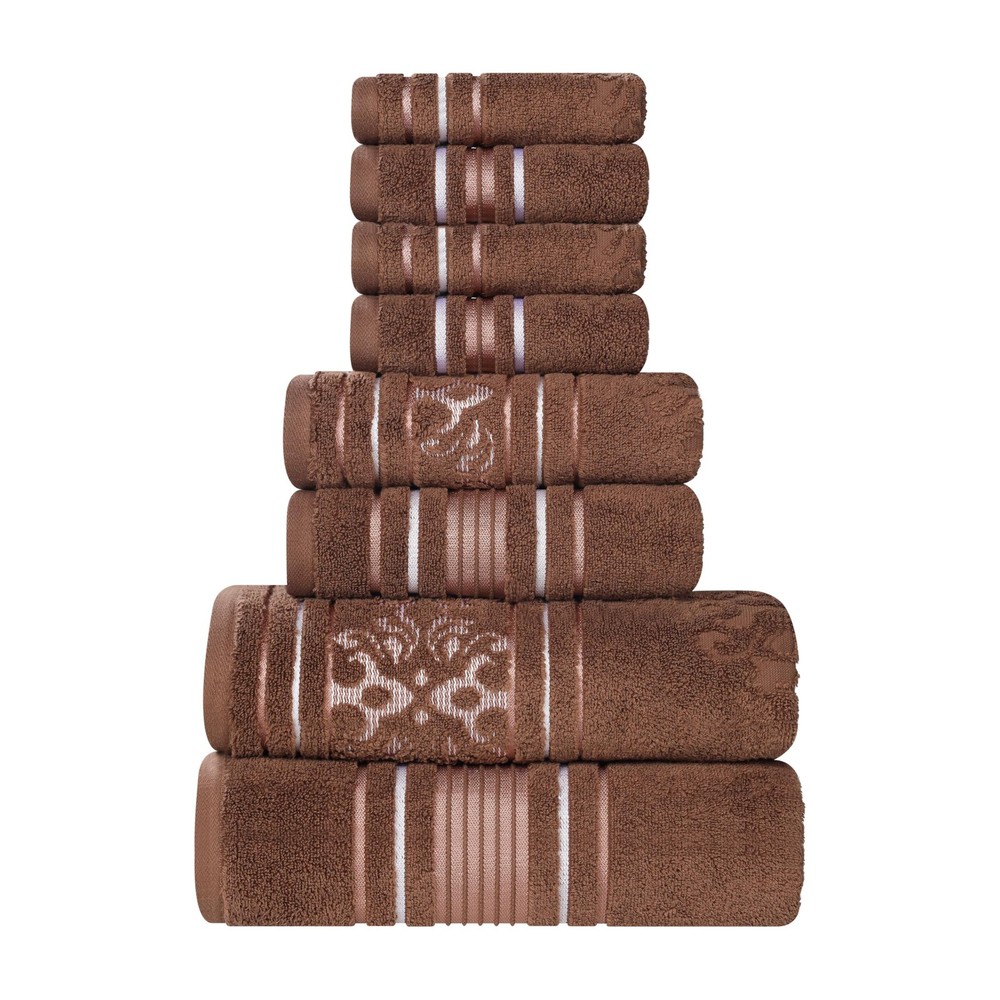 8-Piece Cotton Floral Towel Set - 2 Bath, 2 Hand, 4 Washcloths