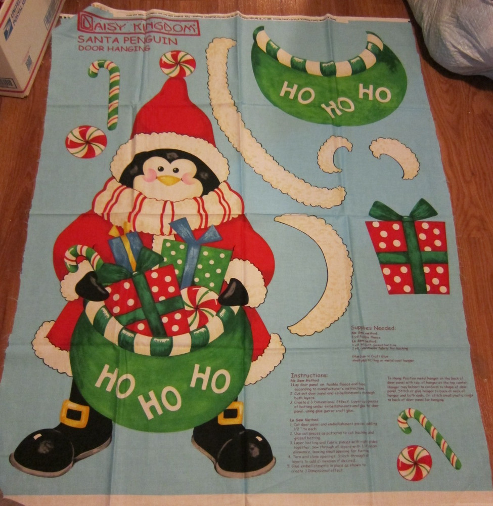 Daisy Kingdom Santa Penguin Door Hanging Cut & Sew Panel NOS