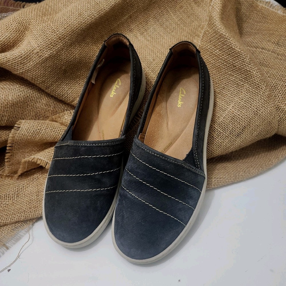 Clarks Nalle Violet Womens Casual Sneaker Navy Nubuck US Size 8 Medium